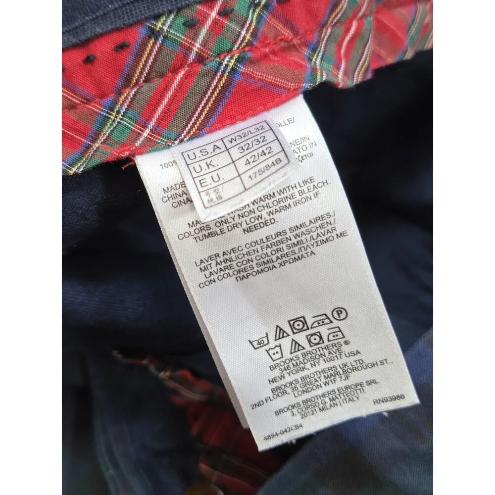 Brooks Brothers Men's 32x32 Clark Chinos Blue Green Black Watch Plaid Pants